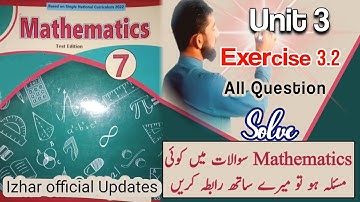 Exercise 3.2 class 7 Math kpk Textbook new course || Math 7 new course || SNC PTB Ex 3.2