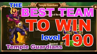 The best team to defeat level 190 temple guardians, Lara Croft a, Hero Wars