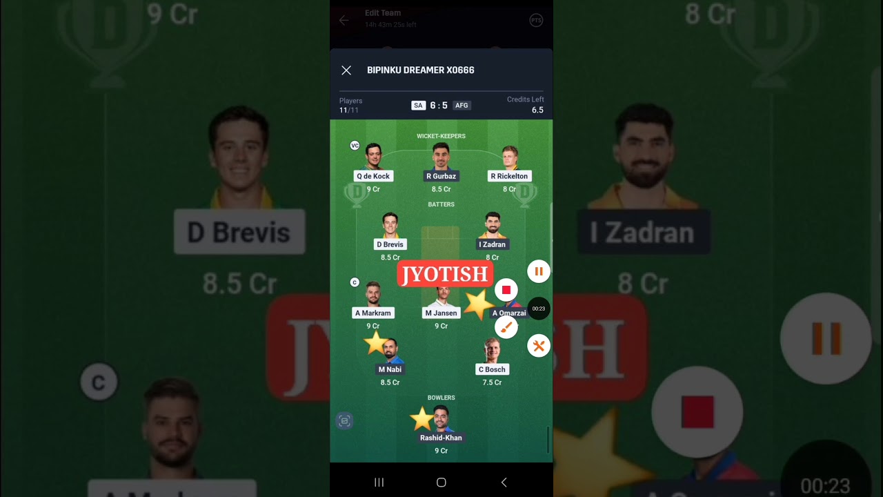 SA vs AFG T20 WC Dream11 Prediction | SA vs AFG Dream11 Team |  