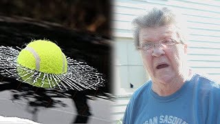 BALL THROUGH WINDSHIELD PRANK ON GRANDMA!