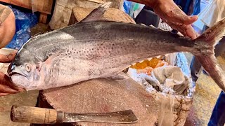 Big Seer Fish Cutting By Expert Fish Cutter | Bangladesh Fish Market