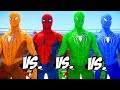 Spiderman vs green spiderman vs orange spiderman vs blue spiderman  epic superheroes battle