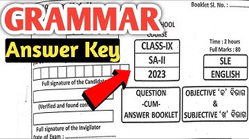 sa2 exam 9th class 2023 english question | 9th class sa2 question paper 2023 | english grammar