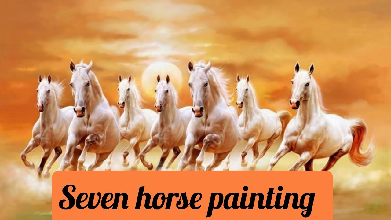 SEVEN HORSE PAINTING FOR HOME || HORSE PAINTING IN PENCIL COLOR ...