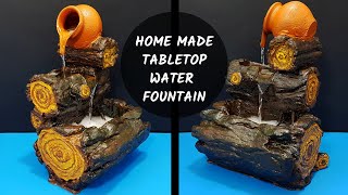 Amazing DIY Wooden Tabletop Water Fountain | Beautiful Cement Waterfall Fountain | Fake Wood Craft