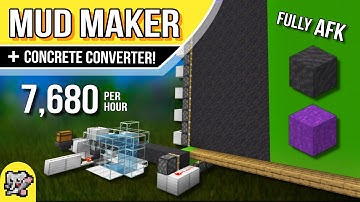Fast MUD Maker Concrete Converter AFK | Minecraft Farm Tutorial | BEDROCK MCPE XBOX PS SWITCH