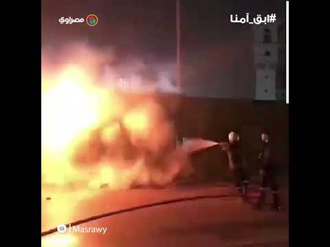 اشتعال النيران بجزء من سور كوبري أكتوبر