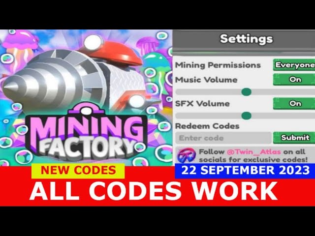 Mining Factory Tycoon Codes (September 2023) - Roblox