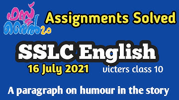 SSLC English /victers class 10 assignments/ Paragraph on the humour in the Story