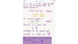 Math 135 Section 4.5... Fence with multiple pens (summary only)