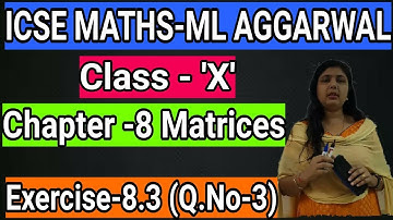 class 10 ICSE matrices Exercise 8.3 question no. 3 solution M L Aggarwal,