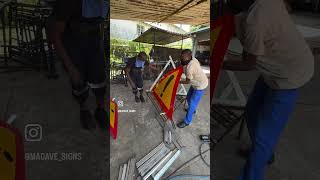 Installing the Support Frame on a Temporary Road Sign | Madave Signs On-Site