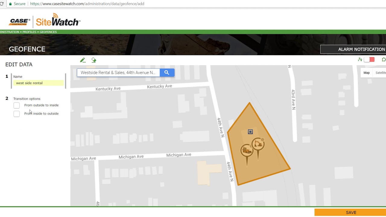 Creating a Geofence using Case Sitewatch