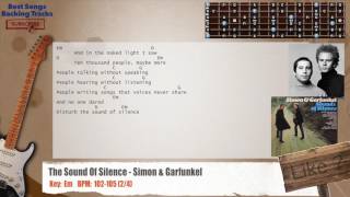 Video thumbnail of "🎸 The Sound Of Silence - Simon & Garfunkel Guitar Backing Track with chords and lyrics"