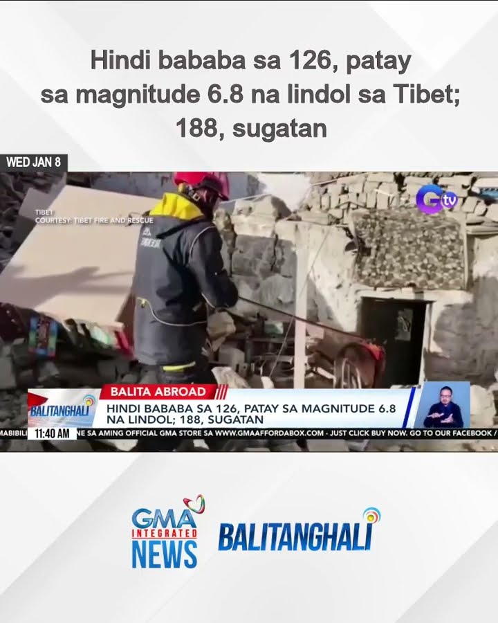 Hindi bababa sa 126, patay sa magnitude 6.8 na lindol; 188, sugatan | Balitanghali