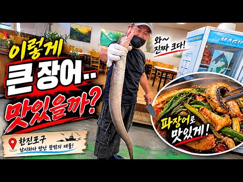 이색요리 '파장어' 충격적인 맛!! 쭈꾸미 낚시 갔다 대물장어에 낚였습니다.