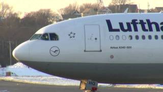 Lufthansa A-340 Departs Boston Logan 2-9-2011
