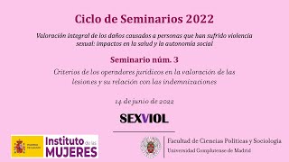 Ciclo de Seminarios: Valoración integral del daño a víctimas de agresión sexual (SEXVIOL 14-VI-2022)