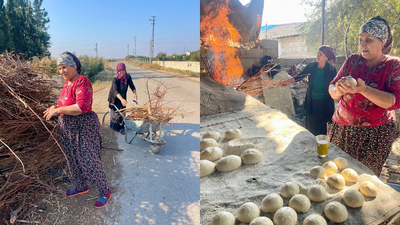 ODUN ATEŞİNDE TANDIR EKMEĞİ BİBERLİ EKMEK YAPIMI | Halam'ın Sobalı Sıcak Köy Evi