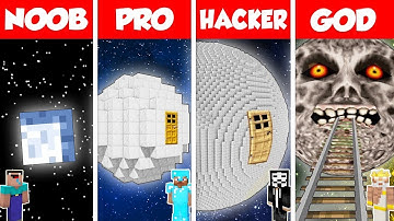 Minecraft Battle: NOOB vs PRO vs HACKER vs GOD: MOON PLANET HOUSE BASE BUILD CHALLENGE / Animation