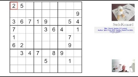 Sudoku classique, par Tyler Chen (WPF Sudoku Grand Prix 2025, round 4, puzzle 1)