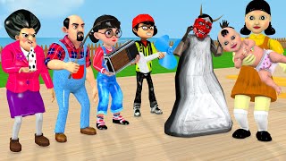 Scary Teacher 3D vs Squid Game Babysitting Cry Win or Lose 5 Times Challenge Miss T is The Lucky
