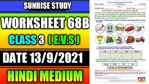Worksheet no. 68 B Date 13-09-2021 Class 3 rd Subject - EVS