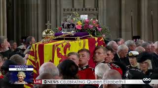 Queen Elizabeth's coffin lowered into Windsor Castle's royal vault after final goodbyes at funeral
