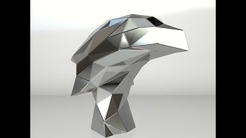 Template for DIY metal sculpture, Pattern of Eagle low poly model in DXF and PDF Format Blueprints