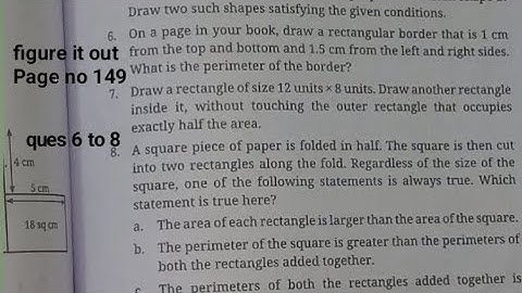 Class 6th math| Page no 149 ques 6 to 8| perimeter and area@ ganita prakasan 