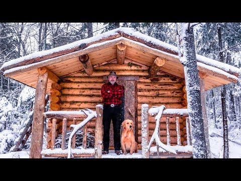 Building a Sauna Cabin with Logs in the Wilderness Alone with My Dog | Start to Finish