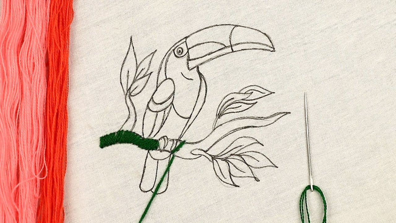 Excellent Sewing steps to embroider a Toucan | Toucan Embroidery Design made by hand | easy to learn