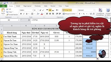 BT11 4 Excel   BẢNG BÁO CÁO DOANH THU DỊCH VỤ KHÁCH SẠN