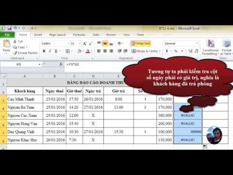 BT11 4 Excel   BẢNG BÁO CÁO DOANH THU DỊCH VỤ KHÁCH SẠN