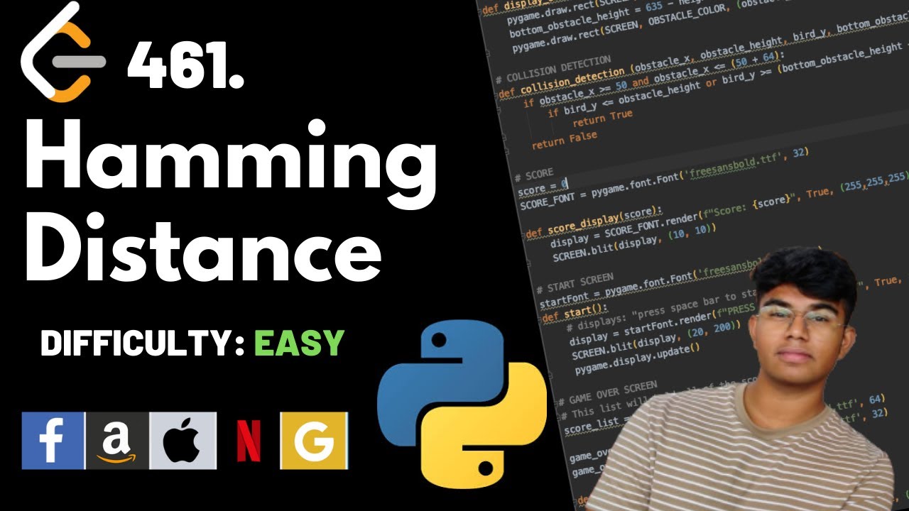 Hamming distance Leet code 461 Theory explained + Python code | July day 5 code - YouTube
