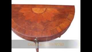 Mobili classici da ingresso:tavolino a consolle a mezzaluna stile 800 intarsiato
