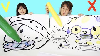시나모롤 3마카 첼린지 라임 vs 라파 3마커 챌린지 Sanrio Drawing 3 Marker Challenge | LimeTube 라임튜브 screenshot 3