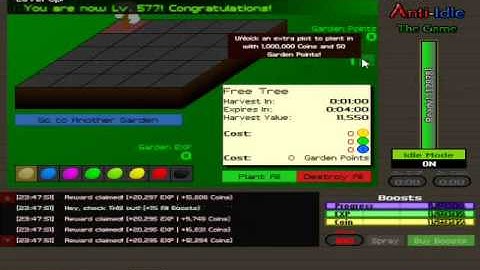 Anti Idle   1000 Progress Boxes   About 150 Level Up