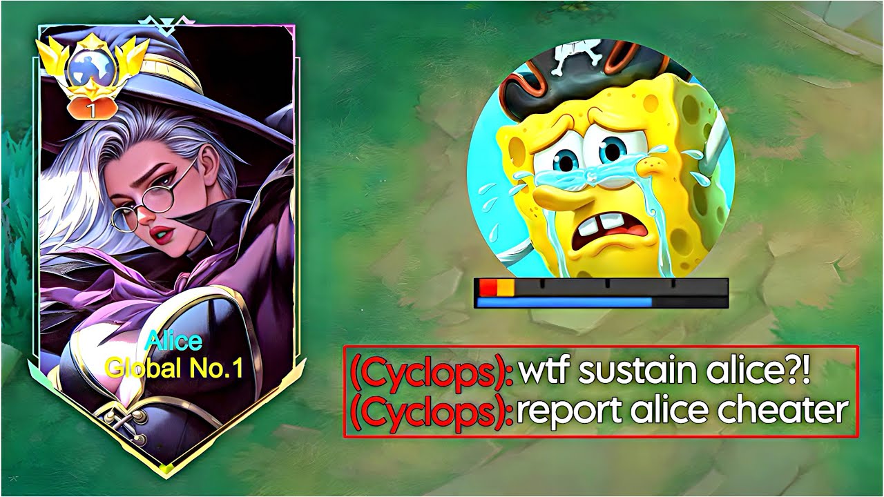 SKIN DOESN’T MATTER 😏 | CYCLOPS SPONGEBOB SKIN DESTROYED BY QUEEN OF TANKY REGEN ALICE | MLBB