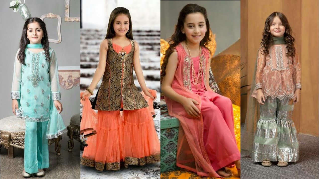 Latest Eid Collection for baby girl dress design lovely colour contrast