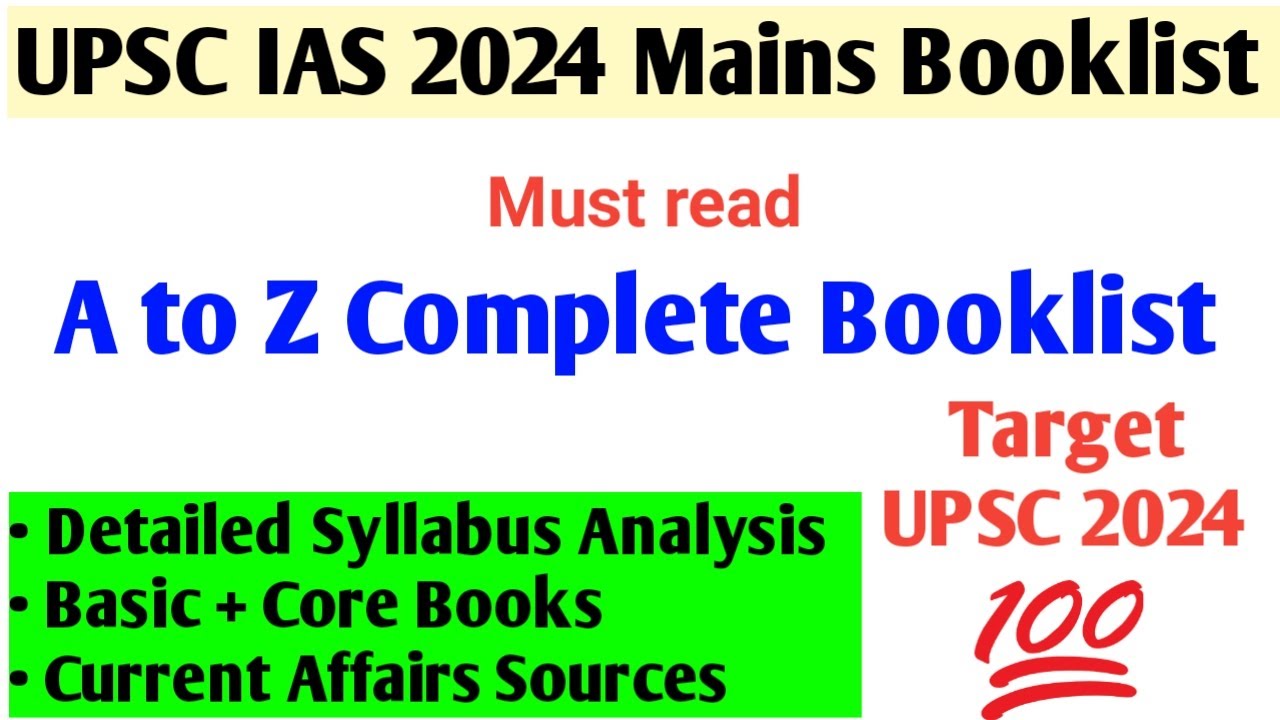 Upsc IAS 2024 Complete Booklist for Mains • A to Z Complete Booklist ...