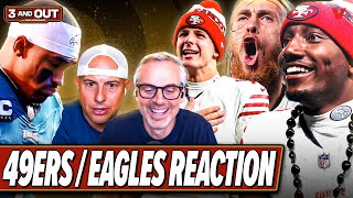 49ers-Eagles Reaction: Brock Purdy \& San Fran destroy Jalen Hurts \& Philadelphia | 3 \& Out