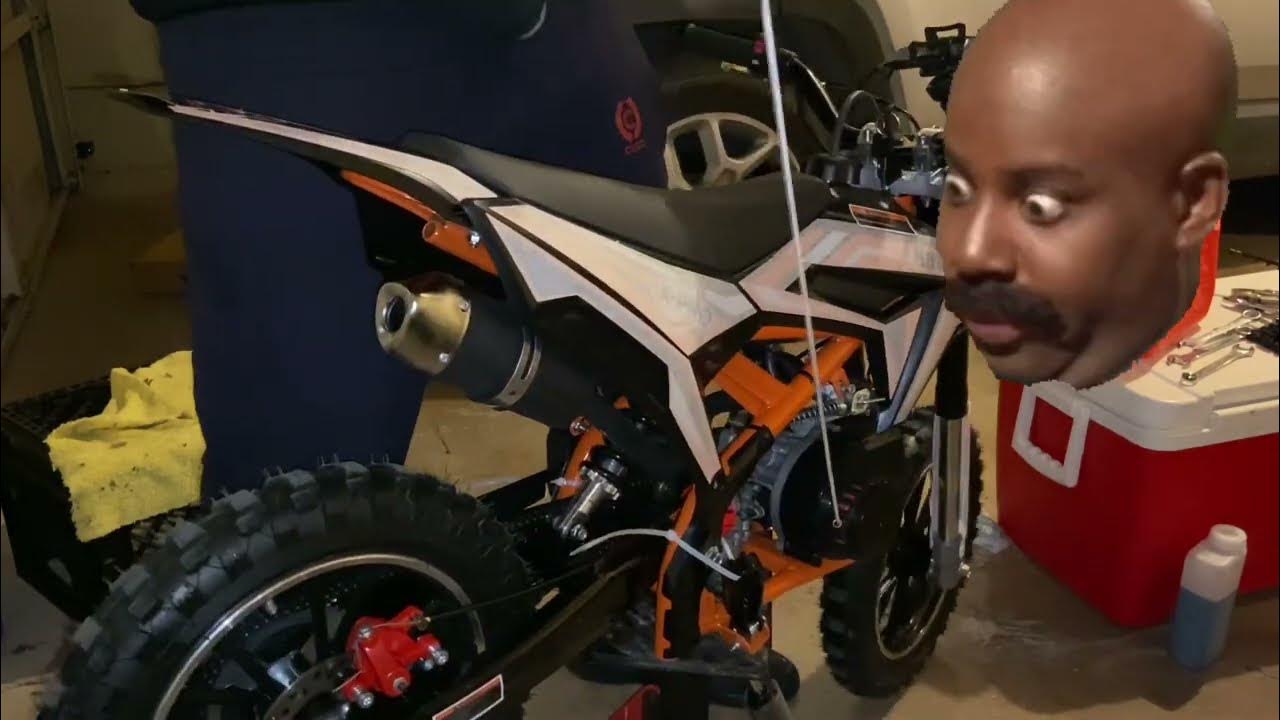 Finally time to 1st start xpro 50cc hawk two stroke!! This happened 😱