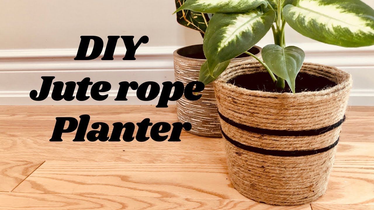 diy dollar store jute rope planter pot youtube basket artificial fence hanging baskets