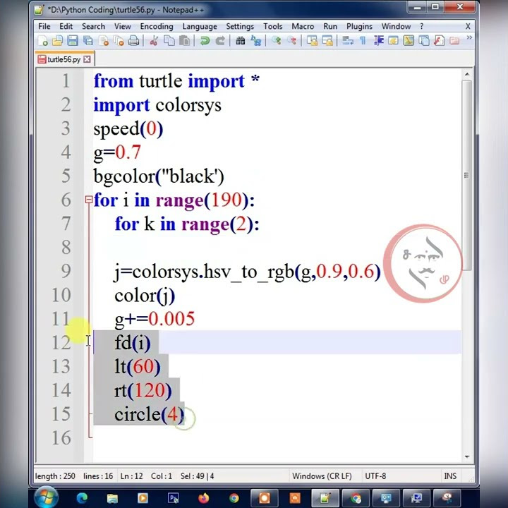 Python Turtle Draw Design Using import Colorsys | SM | #Shorts #Python ...