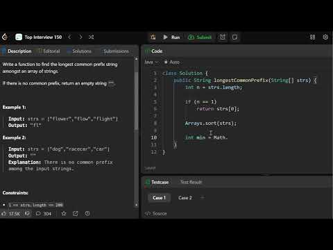 Longest Common Prefix - Leetcode 14 - Array/String (Java)