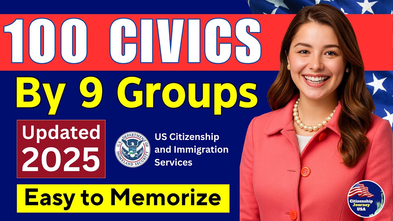 100 Civics Questions 2025 by 9 Groups for the US Citizenship Test (Easy ...