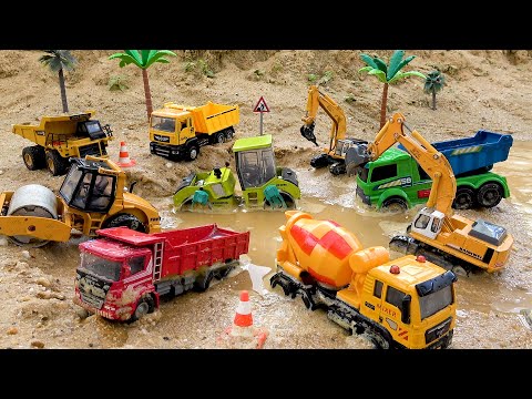 挖土機、起重機、混凝土自卸車和建築車輛的工作日 | 救援車、挖土機車、迪士尼和兒童玩具車的好故事 | BIBO 和玩具
