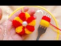 It&#39;s so Cute 💖🌟 Super Easy Pom Pom Flower Making Idea with Wool - DIY Amazing Woolen Flowers