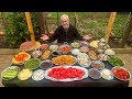 The most big traditional turkish breakfast ever  simple recipes  village food life